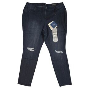 A3 Denim Classic Skinny Jeans Women's Size 20W Dark‎ Wash Distressed Stretch New